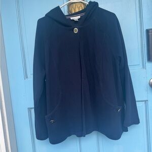 Coldwater Creek Jacket Navy Hoodie Sweater size L Cotton